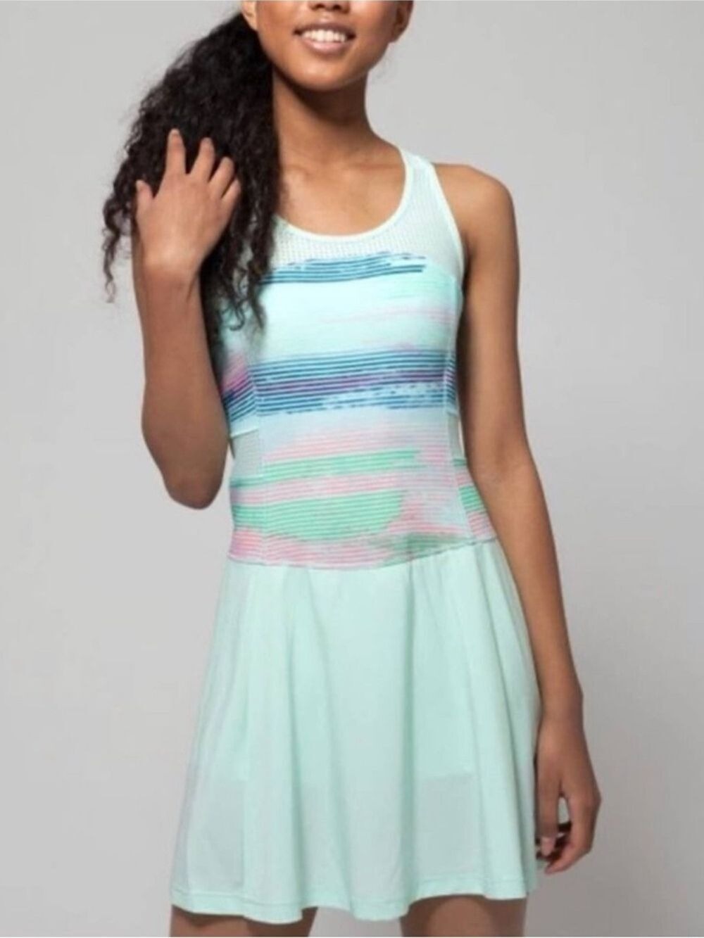 Ivivva by Lululemon Mint Striped Tennis Dress